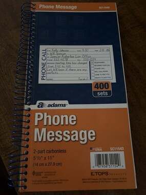 Adams Phone Message Book Carbonless Duplicate 5.50 x 11” 400 Sets